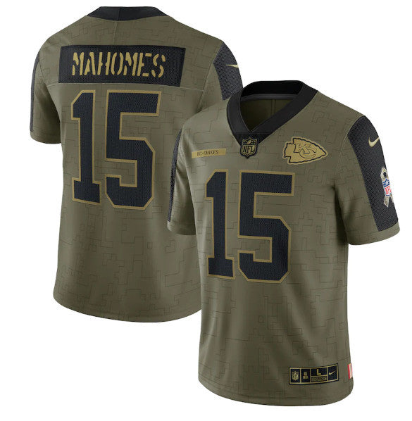 Patrick Mahomes Kansas City Chiefs olive Salute To Service jersey