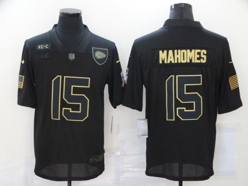Patrick Mahomes Kansas City Chiefs black Salute To Service jersey