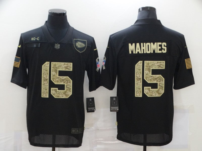Patrick Mahomes Kansas City Chiefs black Salute To Service jersey