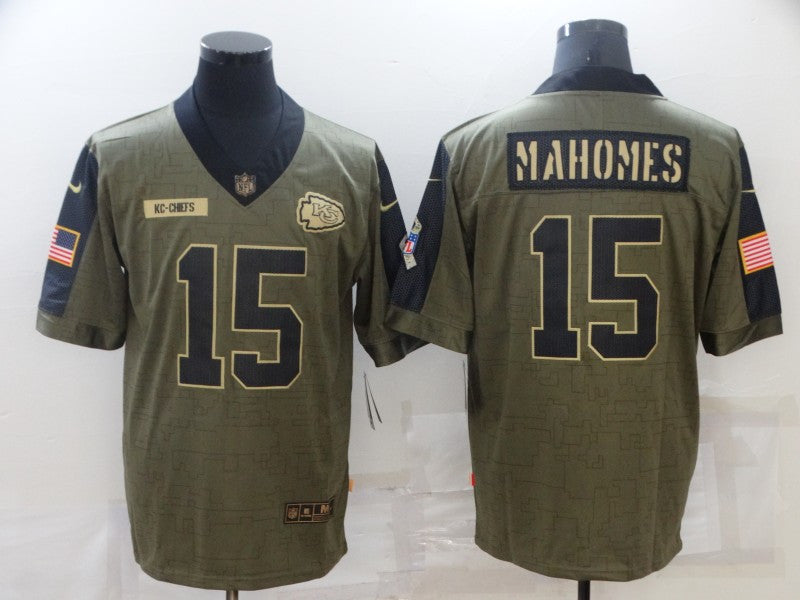 Patrick Mahomes Kansas City Chiefs olive Salute To Service jersey