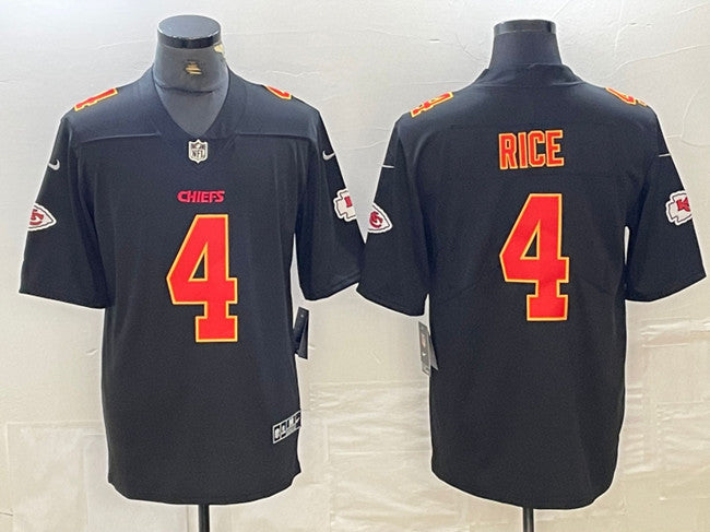 Rashee Rice Kansas City Chiefs black Vapor jersey