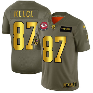 Travis Kelce Kansas City Chiefs olive Salute To Service jersey