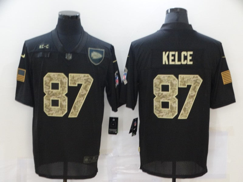 Travis Kelce Kansas City Chiefs black Salute To Service jersey