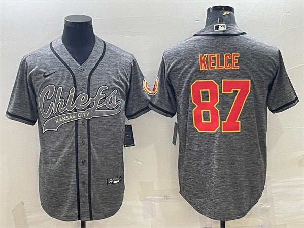 Travis Kelce Kansas City Chiefs gray jersey