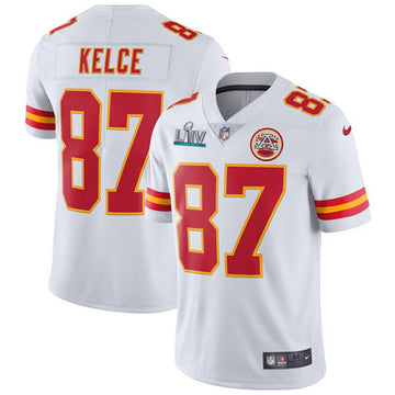 Travis Kelce Super Bowl Liv Kansas City Chiefs white Vapor jersey