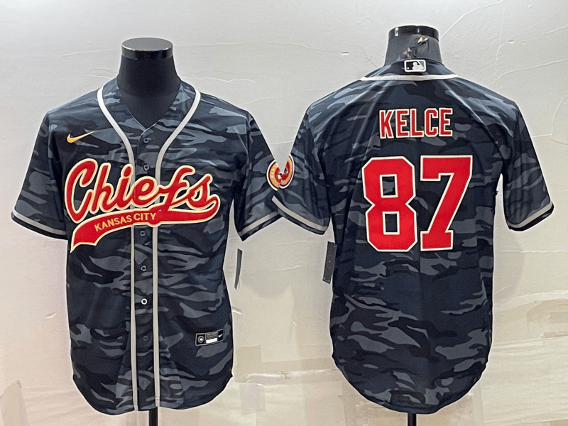 Blank Travis Kelce Kansas City Chiefs grey Camo jersey