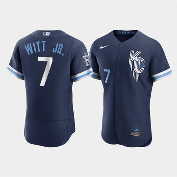 Bobby Witt Jr Kansas City Royals navy City Connect jersey