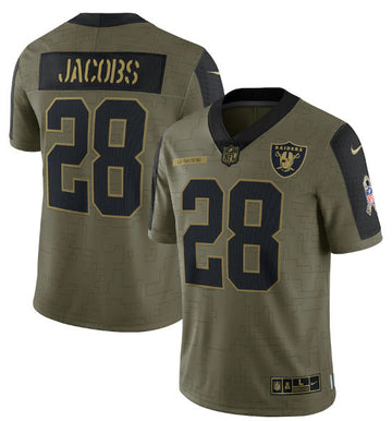 Josh Jacobs Las Vegas Raiders olive Salute To Service jersey