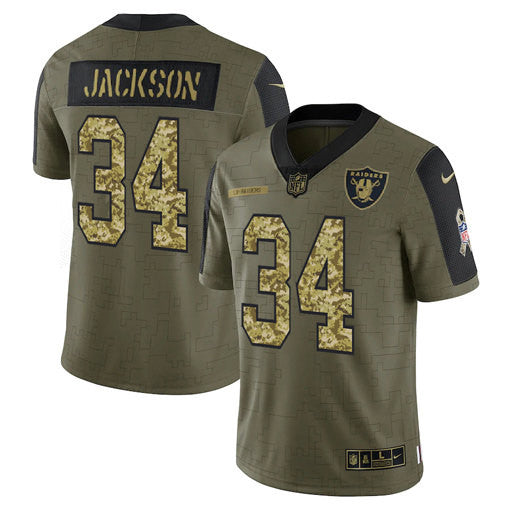Bo Jackson Las Vegas Raiders olive Salute To Service jersey