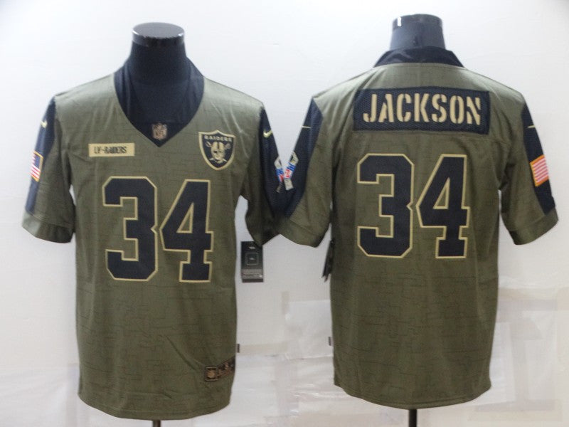 Bo Jackson Las Vegas Raiders olive Salute To Service jersey