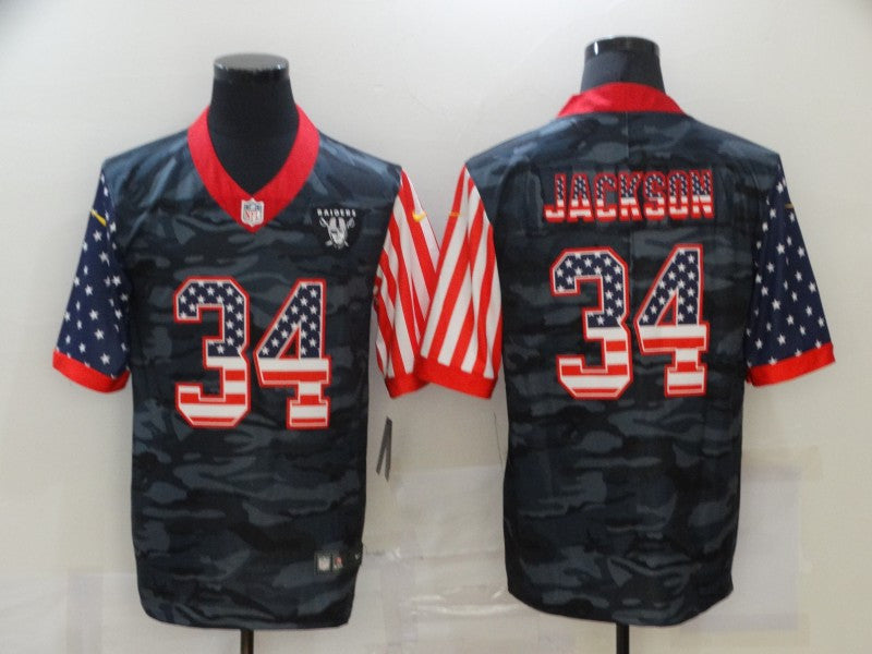 Bo Jackson USA Las Vegas Raiders camo Salute To Service jersey