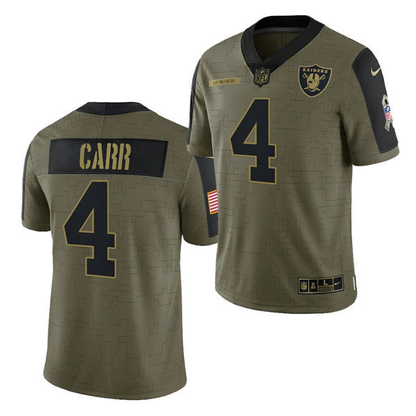 Derek Carr Las Vegas Raiders olive Salute To Service jersey