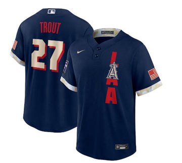 Mike Trout Los Angeles Angels navy All-Star jersey