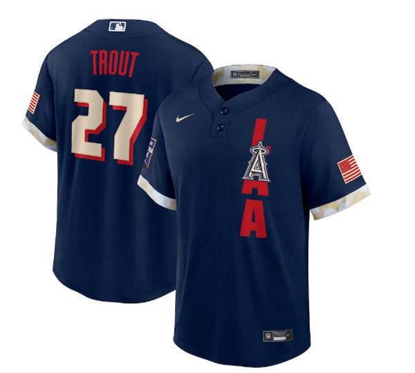 Mike Trout Los Angeles Angels navy All-Star jersey