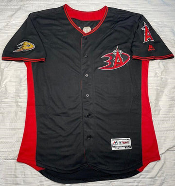 X Anaheim Ducks Mike Trout Los Angeles Angels black jersey