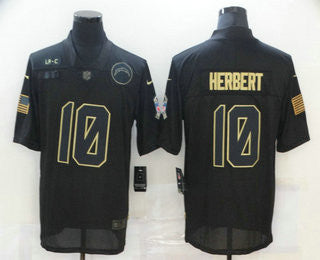 Justin Herbert Los Angeles Chargers black Salute To Service jersey