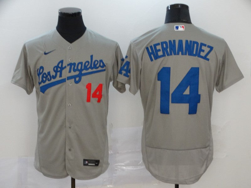 Kiké Hernández Los Angeles Dodgers grey jersey