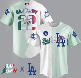 Bad Bunny Los Angeles Dodgers white Split jersey