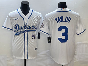 Chris Taylor With Patch Cool Base Los Angeles Dodgers jersey