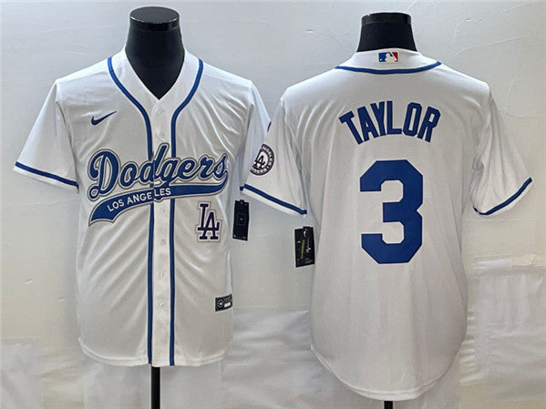Chris Taylor With Patch Cool Base Los Angeles Dodgers jersey