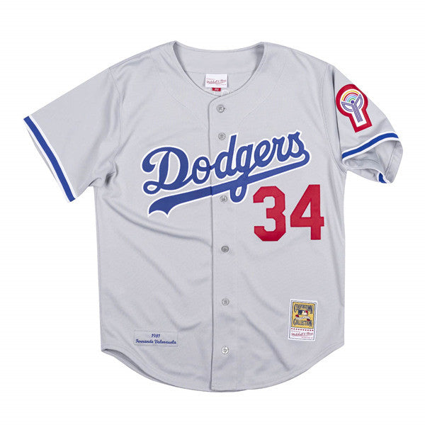 Fernando Valenzuela Los Angeles Dodgers grey jersey