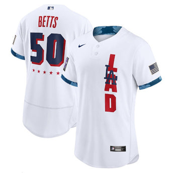 Mookie Betts Los Angeles Dodgers white All-Star jersey