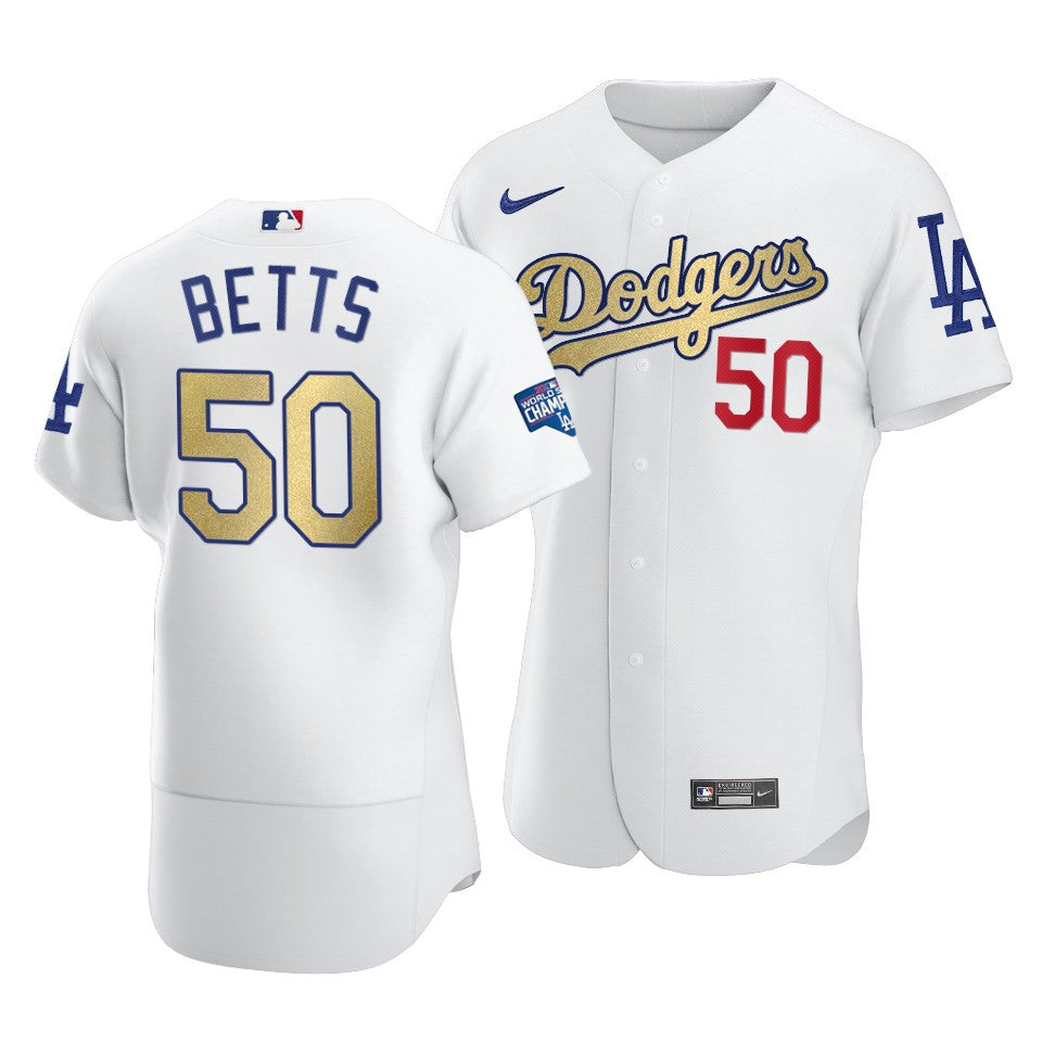 Mookie Betts Los Angeles Dodgers white jersey