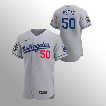 Mookie Betts Los Angeles Dodgers grey jersey