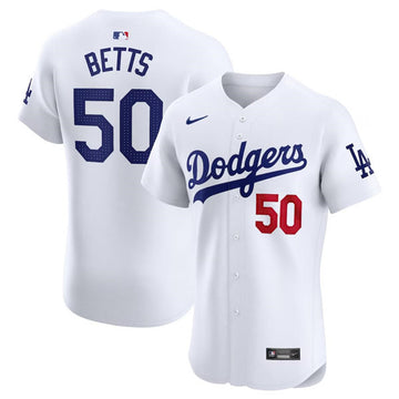 Mookie Betts Los Angeles Dodgers white Elite jersey
