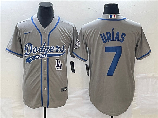 Julio Urías Los Angeles Dodgers gray jersey