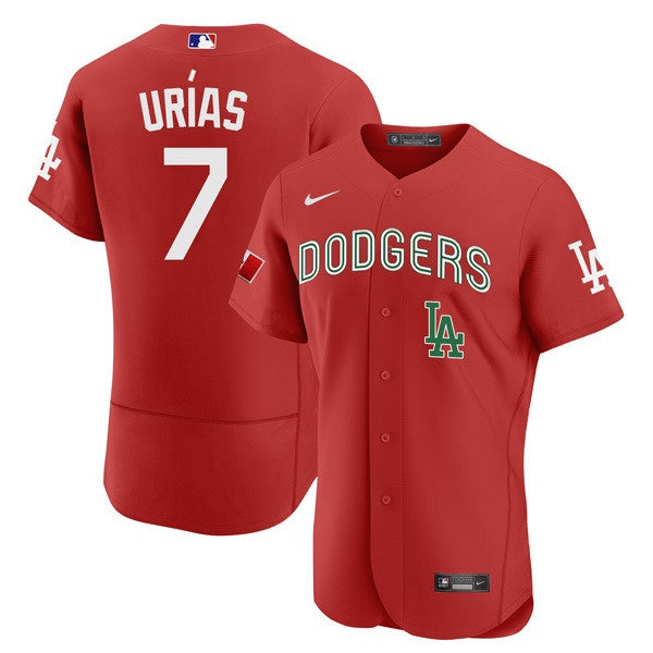 Julio Urias Los Angeles Dodgers red Heritage jersey