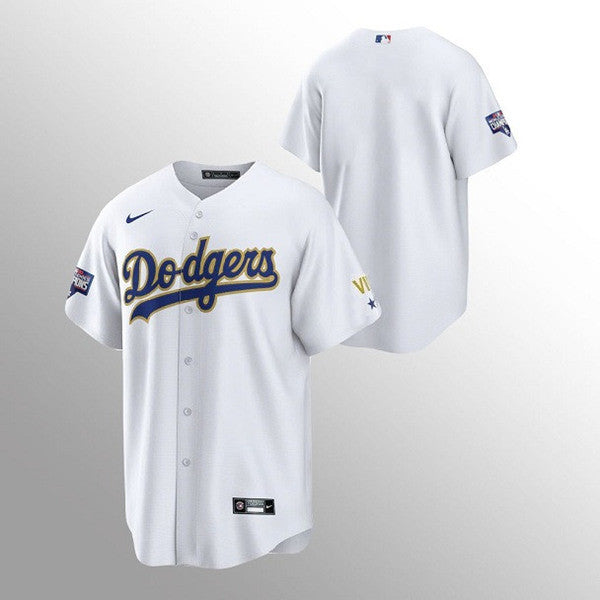 Blank White Los Angeles Dodgers gold jersey