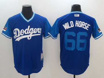 Yasiel Puig Wild Horse Majestic Los Angeles Dodgers royal jersey