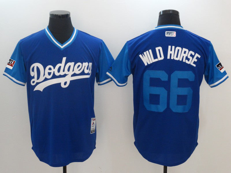 Yasiel Puig Wild Horse Majestic Los Angeles Dodgers royal jersey