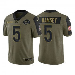 Jalen Ramsey Los Angeles Rams olive Salute To Service jersey