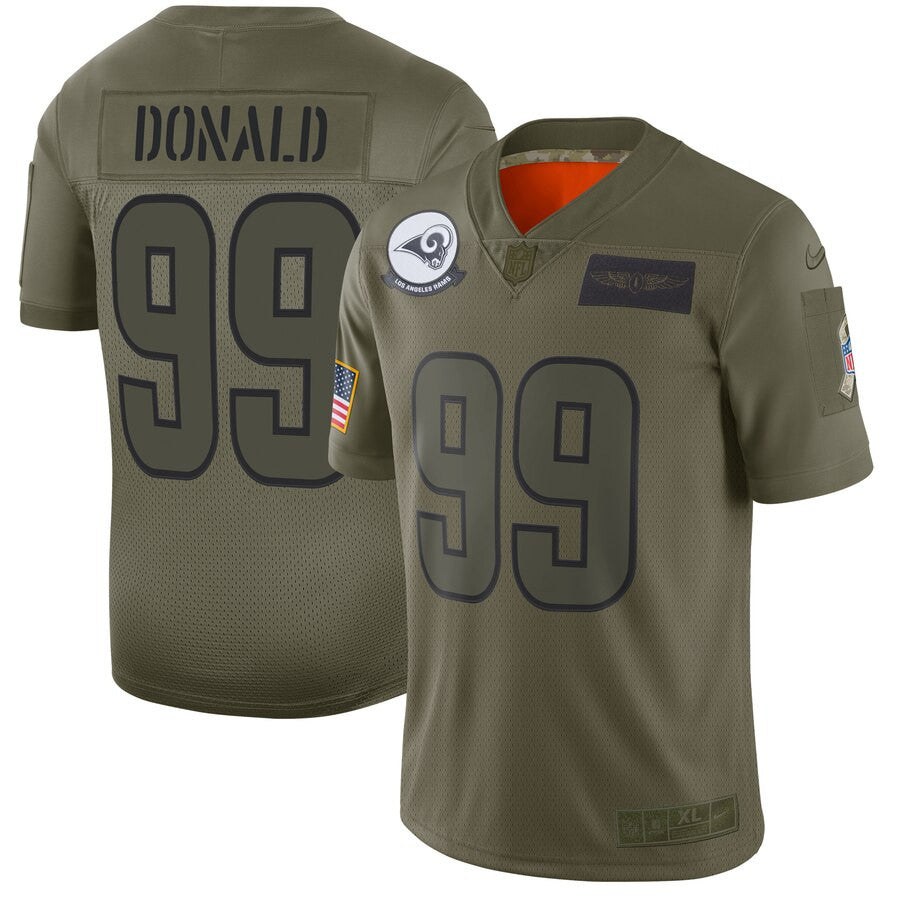 Aaron Donald Los Angeles Rams olive Salute To Service jersey