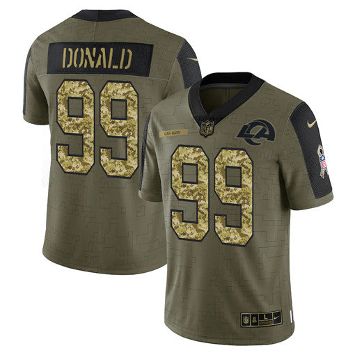 Aaron Donald Los Angeles Rams olive Salute To Service jersey