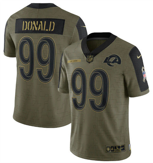 Aaron Donald Los Angeles Rams olive Salute To Service jersey