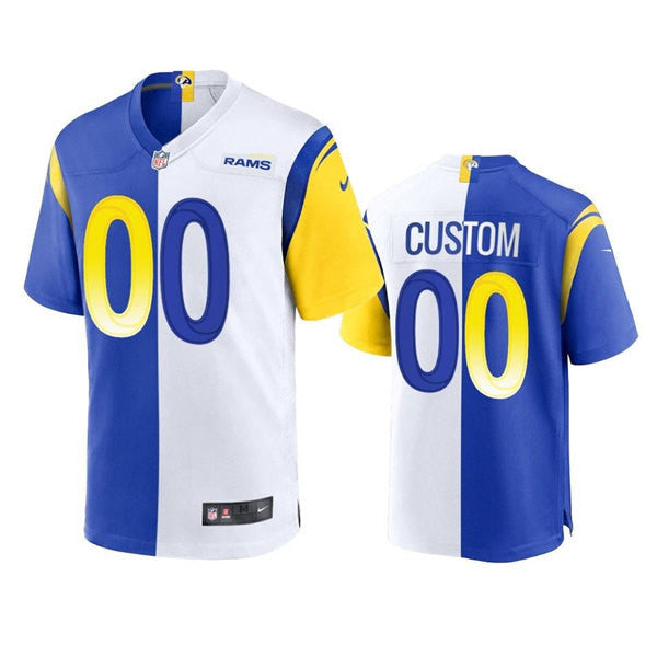 Custom Los Angeles Rams royal Split jersey