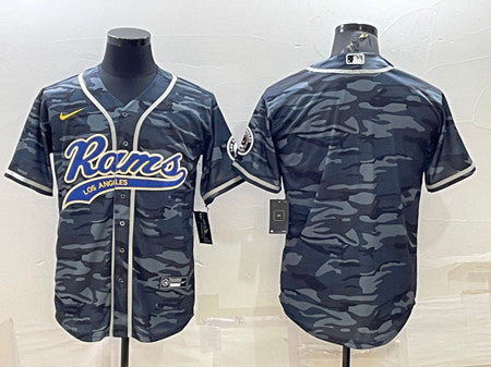Blank Gray Los Angeles Rams navy jersey