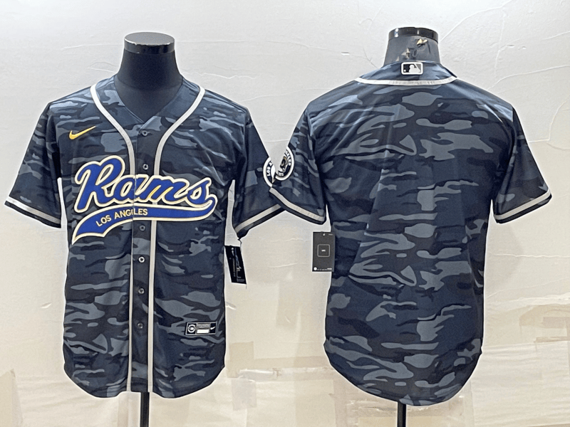 Blank Grey Los Angeles Rams navy jersey