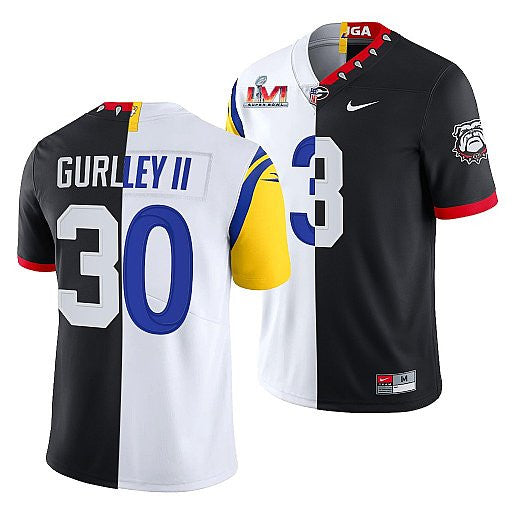 X Georgia Bulldogs Todd Gurley II Los Angeles Rams black Split jersey