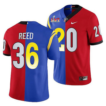 X Georgia Bulldogs J.R. Reed Los Angeles Rams red Split jersey