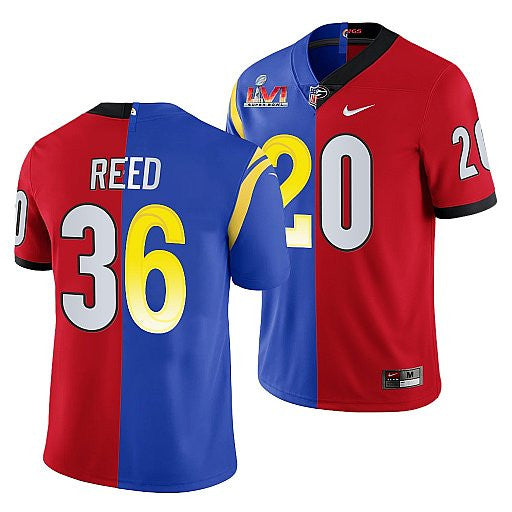 X Georgia Bulldogs J.R. Reed Los Angeles Rams red Split jersey