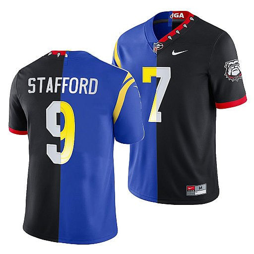 X Georgia Bulldogs Matthew Stafford Los Angeles Rams black Split jersey
