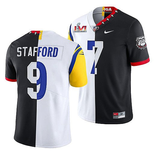 X Georgia Bulldogs Matthew Stafford Los Angeles Rams black Split jersey