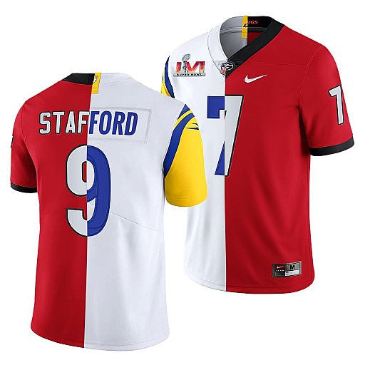 X Georgia Bulldogs Matthew Stafford Los Angeles Rams red Split jersey