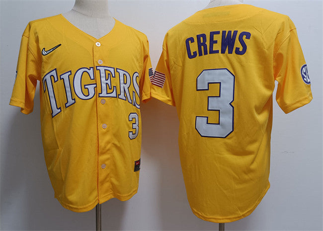Dylan Crews LSU Tigers gold jersey