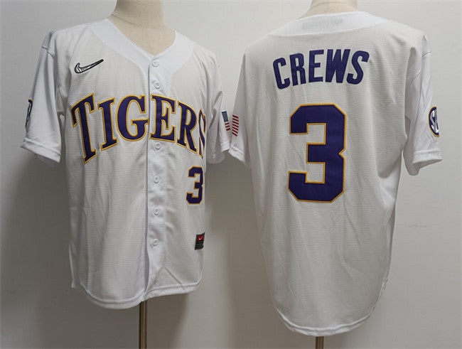 Dylan Crews LSU Tigers white jersey