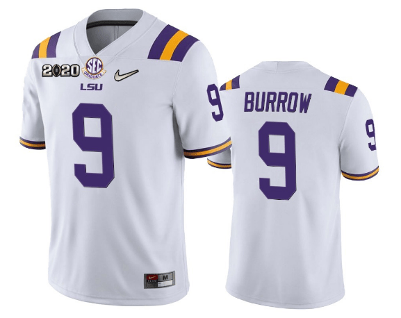 Joe Burrow LSU Tigers white jersey